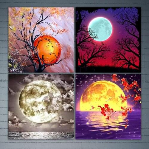 New 4 Pack Sun 5D DIY Diamond Painting Kits Full Drill Rhinestone Embroidery Cross Stitch Home Decor