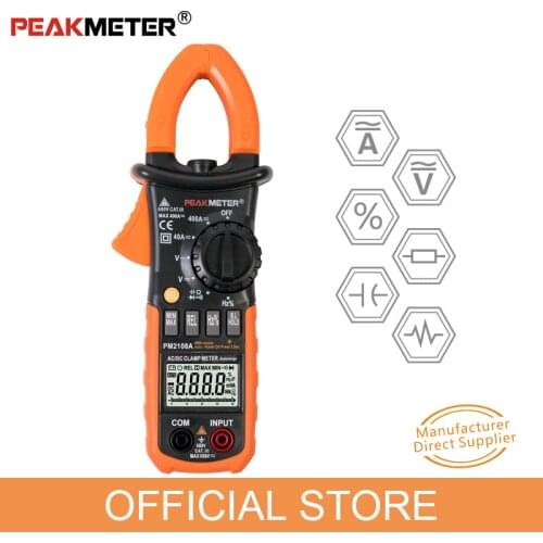 Official PEAKMETER PM2108A Digital AC DC Clamp Meter 4000 Counts Capacitance frequency Resistance Earth Tester Multimeter