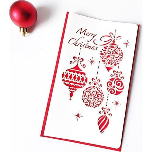 Hollowing Out Greeting Card New Year Christmas Congratulation Cards Deer Small Bell Gift Holiday Party Supplies#610