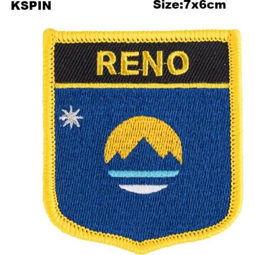 Reno Shield Shape Flag patches embroidered flag patches national flag patches for Cothing DIY Decoration
