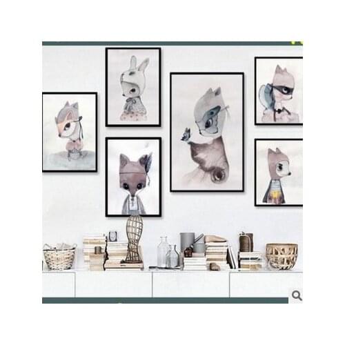 Nordic Rabbit Cute for Girls Boys Fairy Tale Canvas Painting Posters and Print Wall Pictures for Living Room Wall Art Home Decor