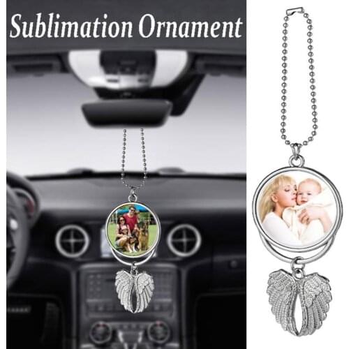 Heat Sublimation Car Keychain Ornament Decorations Angel Wing Shape Blank Hot Transfer Printing Pendant Jewelry Making