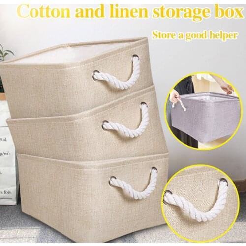 Fabric Boxes Cosmetics Household Canvas Fabric Foldable Basket Laundry Storage Baskets With Handles For Toys Jewelry Organizer
