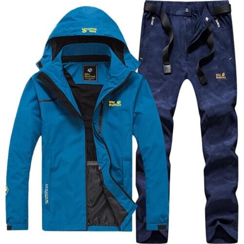 Thin Outdoor Jackets men hiking jacket & pants windproof waterproof raincoat Spring autumn camping pants Mountaineering Parka