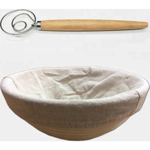 Home use dough whisk bread proofing danish whisk egg whisk with wooden handle