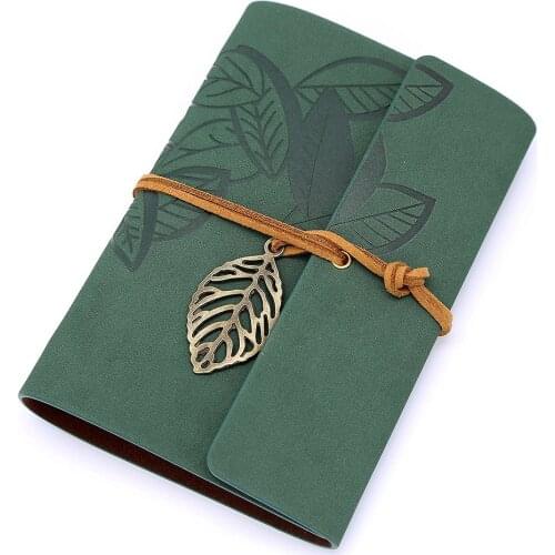Vintage Dark Green PU Leather Cover Loose Leaf Blank Notebook Journal Diary Gift