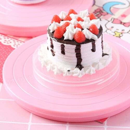 360° Rotation Pink Decorating Display Stand Plastic Cake Rotating Plate Birthday/Party Cake Tray Holder