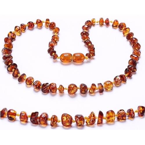 Amber Teething Necklace/Bracelet for Baby - Simple Package - Lab-Tested Authentic - 7 Sizes - 10 Colors