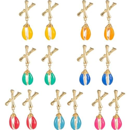 Natural Conch Shell Womens Wild Pop Letter X Shaped Color Shell Earrings Jewelry DIY Necklace Bracelet Jewelry Accessories