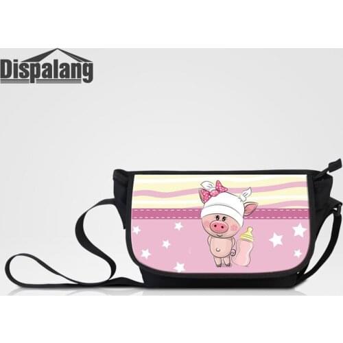 Women Fashion Satchel For School Animal Cartoon Pig Printed Messenger Bags For Teenage Girls Canvas Crossbody Shoulder Schoolbag
