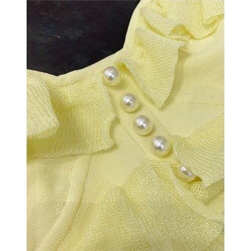 2021 Summer New Pearl Ruffled Bra Top Women Knitted Vest