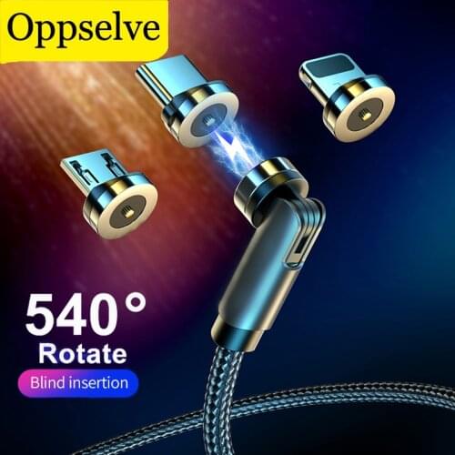 360°& 180°Rotation Magnetic Micro USB Cable For iPhone Samsung Fast Charging Magnet Charger USB Type C Cable Mobile Phone Wire