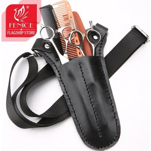 Fenice 2-4 Packs Pet Scissors Bag Leather Hair Care Tools Salon Barber Holster Toolkit Hairdressing Pockets Hairstylist Pouch