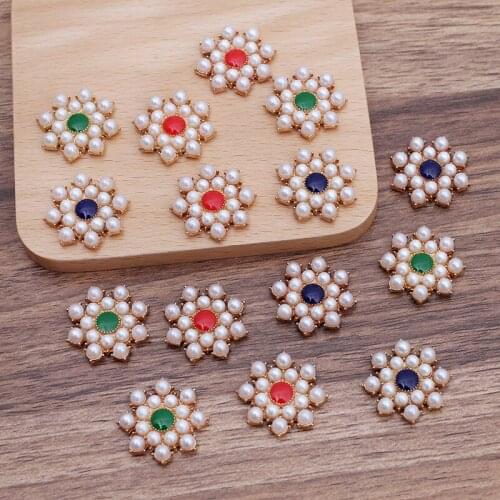 20 Pieces/Lot 22mm Imitation Pearls Flower Metal Button Diy Settings Jewelry Making