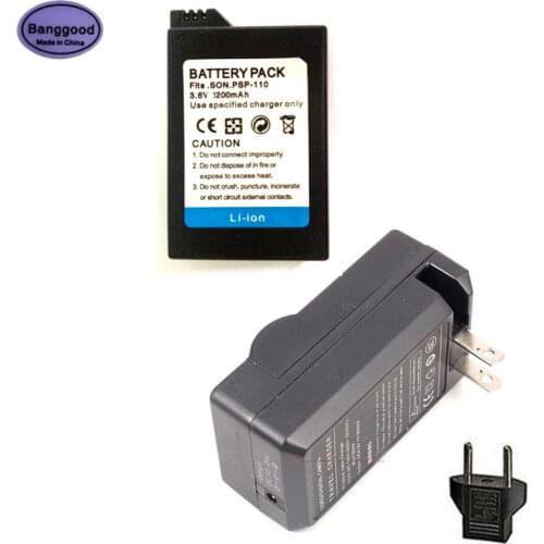 3.7V 1200mAh PSP-110 PSP-S110 PSP110 PSPS110 Battery + AC Charger for Sony PSP-1000 PSP-1000G1W PSP-1000KCW PSP-1001 PSP-1006