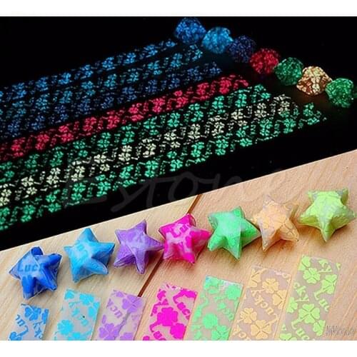 30x Glow in Dark Lucky Star Origami Folding Plastic Strip Paper Four Leaf Clover-W110