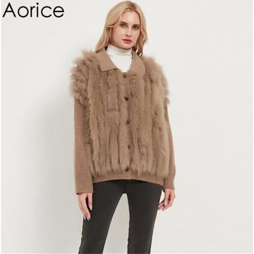 Aorice women real fox fur coat jacket 2020 Ins hot lady female girl winter sweater parka CT043