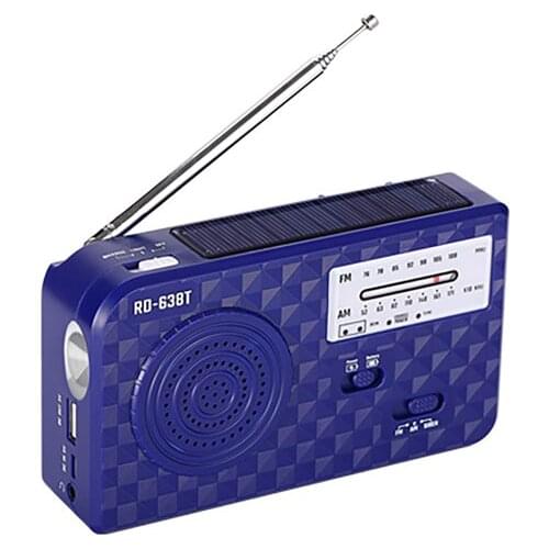 Emergency Radio with Solar and Hand Crank Self Powered, Battery USB Recharging FM/AM Radio LED Flashlight Phone Charger