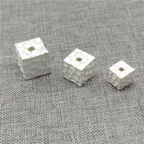 4 Pieces of 925 Sterling Silver Shiny Cube Beads for Bracelet