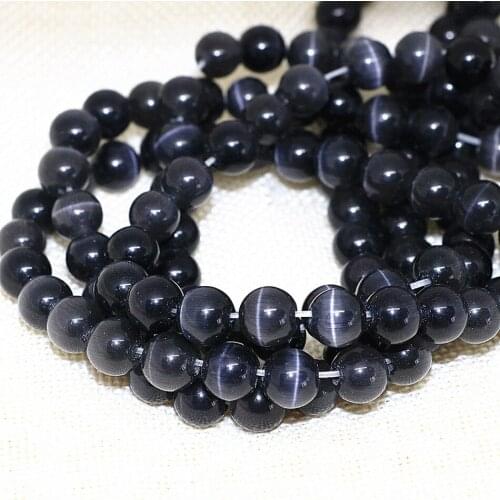 New Fashion Black Opals Cat Eye Round Stone Loose Spacer Beads 4,6,8,10,12mm for Jewels Making High Quality Finding 14inch B1577