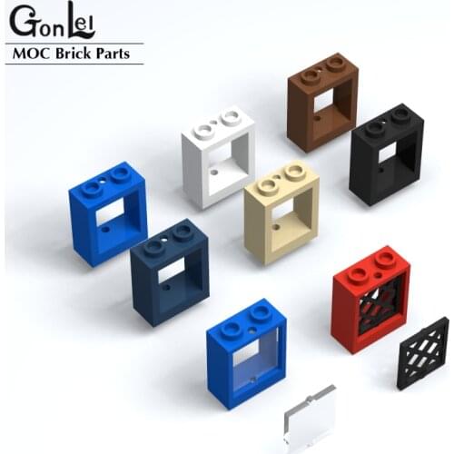 20Pcs/lot Windows and Doors Parts 60592 Window 1x2x2 Flat Front fit for 38320 Bars & 60601Glass Building Blocks City House Toys