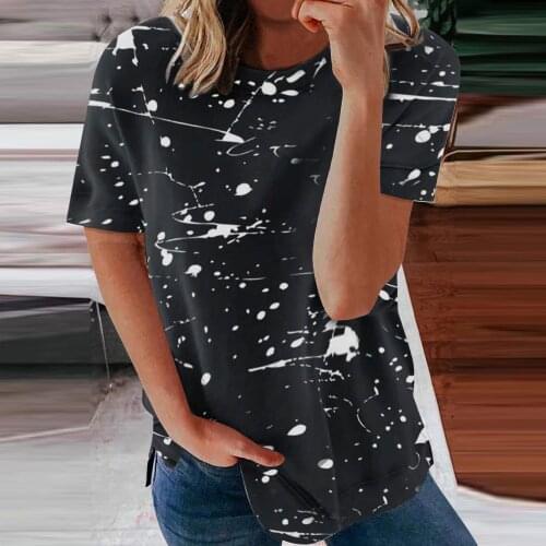 Harajuku T-shirts Women O-neck Casual Short Sleeves Leopard Printed Color Matching Shirts Top Streetwear Tee Shirt Футболки @40