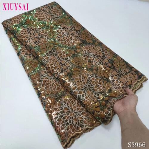 Green Nigerian Velvet Lace Fabric African Lace Fabric 2020 High Quality Velvet Lace Fabric With Sequins Lace For Wedding Dress