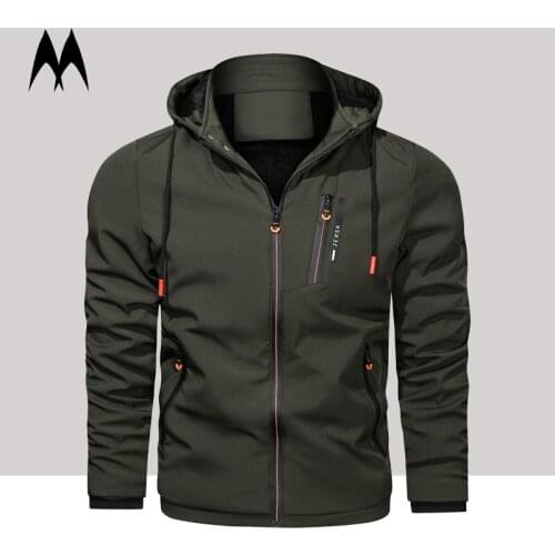 Autumn New Military Multi Pocket Mens Jackets Hooded Solid Color Bomber Jacket Men 2021 Fashion Casual Coat Outdoor Clothes