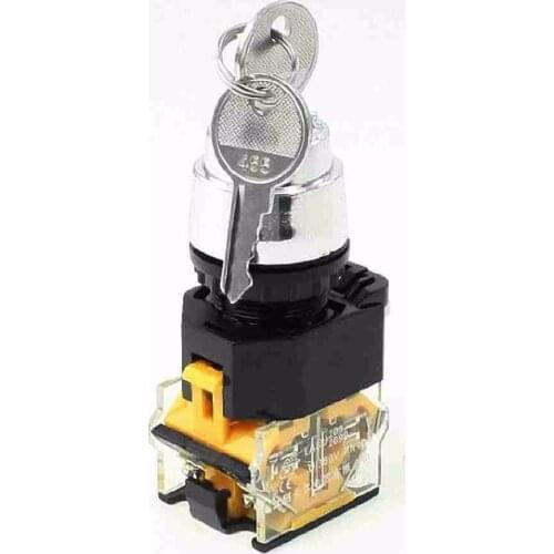 LA38-203 On/Off/On Three 3 Position Rotary Selector Key Lock Switch 10A 380V AC