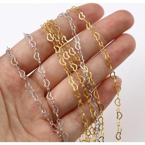 Copper Gold/Silver Color Chain Findings Sweet Heart Hollow DIY Making Earrings Necklace Women Party Jewelry Findings 5x3mm,2M