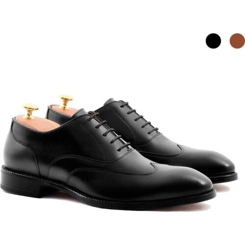 Oxford Wedding Men Dress Shoes Formal Designer Solid Handmade Shoe Fashion Business Genuine Leather Best Men Shoes