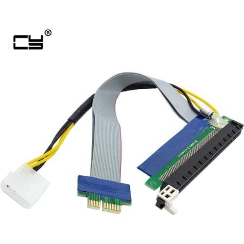 PCI-E Express 1x to 16x Extension Flex Cable Extender Converter Riser Card Adapter with 4pin Power 20cm
