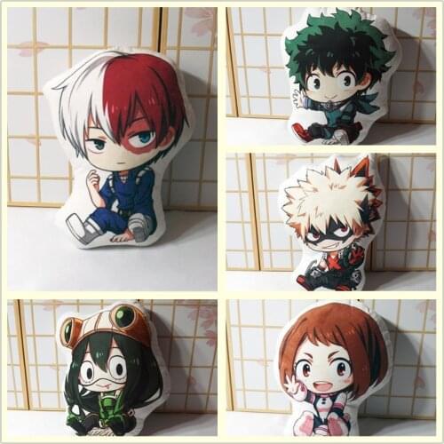 My Hero Academia pillow toy Anime Todoroki Shouto Bakugou Midoriya Izuku figure plush stuffed doll double sided pillowcase 50cm