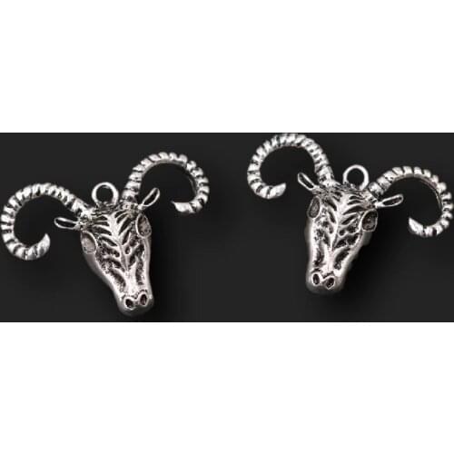 6pcs Silver Plated 3D Goat Skull Pendants Retro Satanism Necklace Metal Accessories DIY Charms For Jewelry Crafts Making A1945