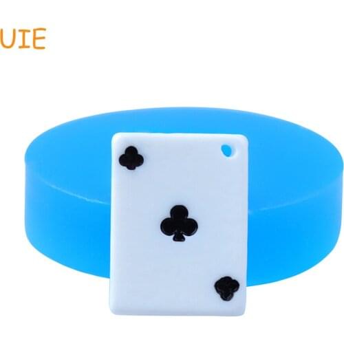 PYL706U 21.2mm Ace of Clubs Playing Card Silicone Mold - Poker Card Mould Cake Decoration, Fondant, Pendant, Resin, Jewelry Wax