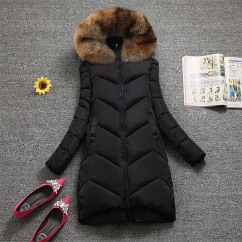 Plus Size S-7XL Women Winter Coat New 2021 Fake Fur Collar Woman Parka Long Outerwear Warm Down Jacket Winter Coat Female Jacket
