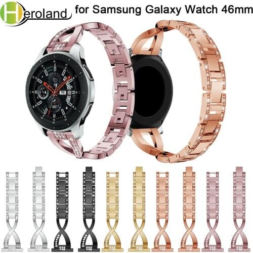 Stainless steel 22mm watch strap for Samsung Galaxy Watch 46mm band smart watchstrap Rhinestone Replacement watchbands bracelet