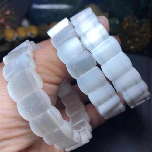 Selenite Hand Row Jewelery Charms For Making Bracelets Gifts Men Boyfriend Statement Bangles Fashion Healing Crystals