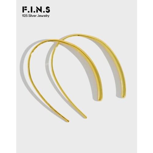 F.I.N.S Minimalist Jewelry Authentic S925 Sterling Silver Earrings U-Shaped Line Earrings for Women Korean Fashion Jewelry