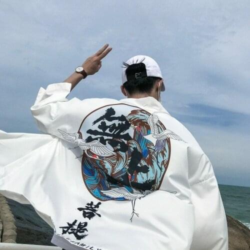 Sunscreen Streetwear Kimono Jacket Cardigan Coat Men Loose Windbreaker Thin Hip Comfortable Fashion Simplicity Casual Trend