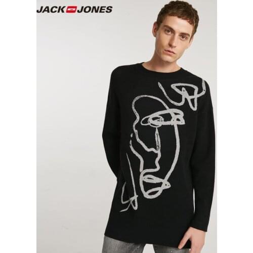 JackJones Autumn Mens Comfortable Abstract Contrast Print Casual Style sweater Top 218324515