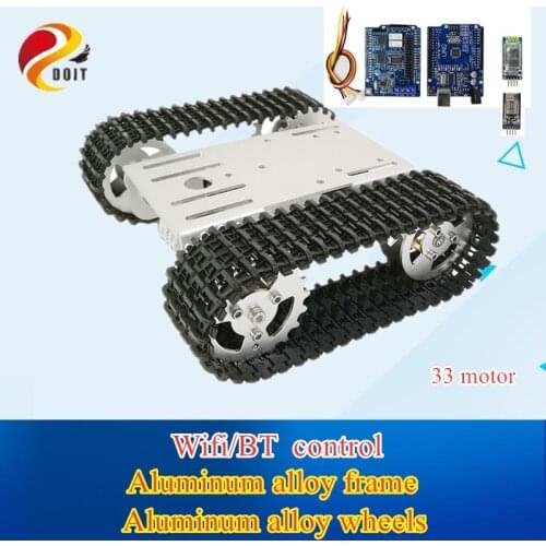 T101 Bluetooth/WiFi RC Control Robot Tank Chassis Tracked Car Kit with UNO R3 Development Board+ Motor Driver Board DIY Toy