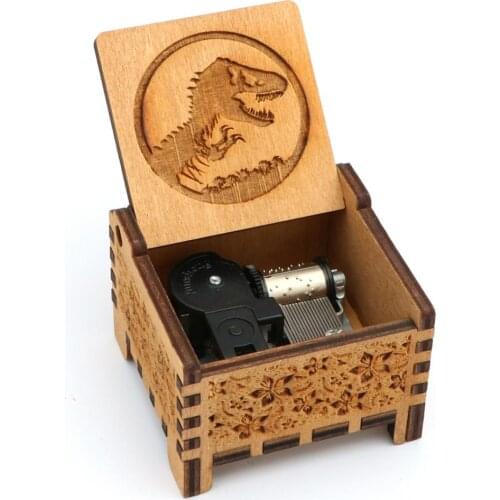 Home Decoration Antique Carved Music Box Wooden Automatic Jurassic Park Music Box New Year Gift Birthday Gift Christmas Gift