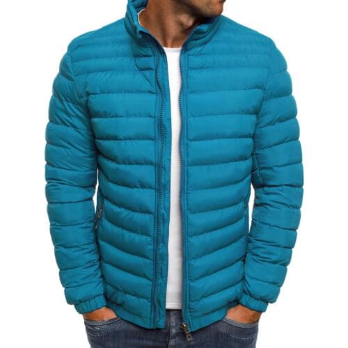 Mens Jackets and Coats Solid Color Simple Fashion Winter Light Blue Boys Clothing Long Sleeve Parka Men Loose Warm Sports Top