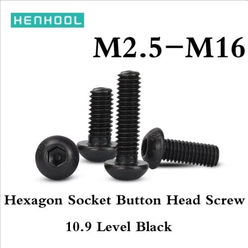 Iso7380 Hexagon socket pan head screw grade 10.9 Pan head hexagon socket screw M2.5M3M4M5M6M8M10M12M16 30mm-100mm length