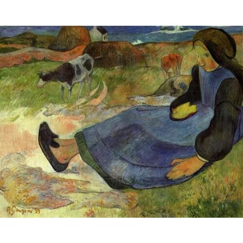 High quality Oil painting Canvas Reproductions Seated breton girl (1889) by Paul Gauguin hand painted