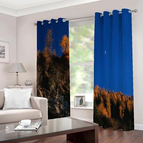 Custom Beautiful Winter Maple Forest Landscape Window Curtains For Living Room Bedroom home Decor Drapes Indoor Sets