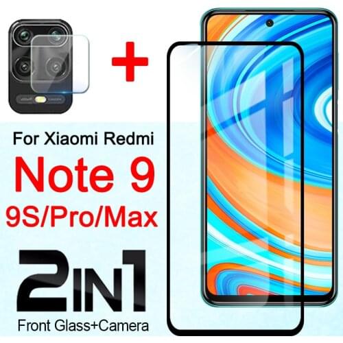 Redmi Note 9 Pro Glass Protective Note9 9s for Xiaomi Radmi Note9s 9pro Max Screen Protector with Camera Lens Tempered Glas 2in1