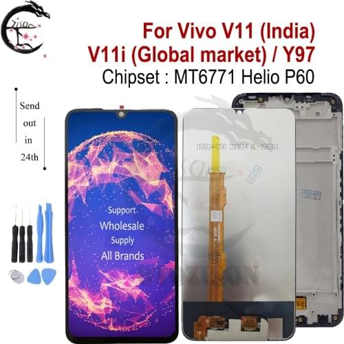 6.3" LCD With Frame For Vivo V11i Display V11 for India Y97 Screen Touch Digitizer Assembly Replacement MT6771 Helio P60 Chipset