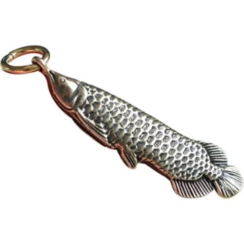 ZOCDOU 1 Piece Pure Bbrass Arowana Car Keychain Pendant Small Crafts Figure Ornament Miniatures